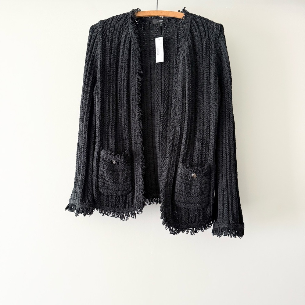 J. Crew Textured Cable Knit Jacket with fringe‎ Womens XS